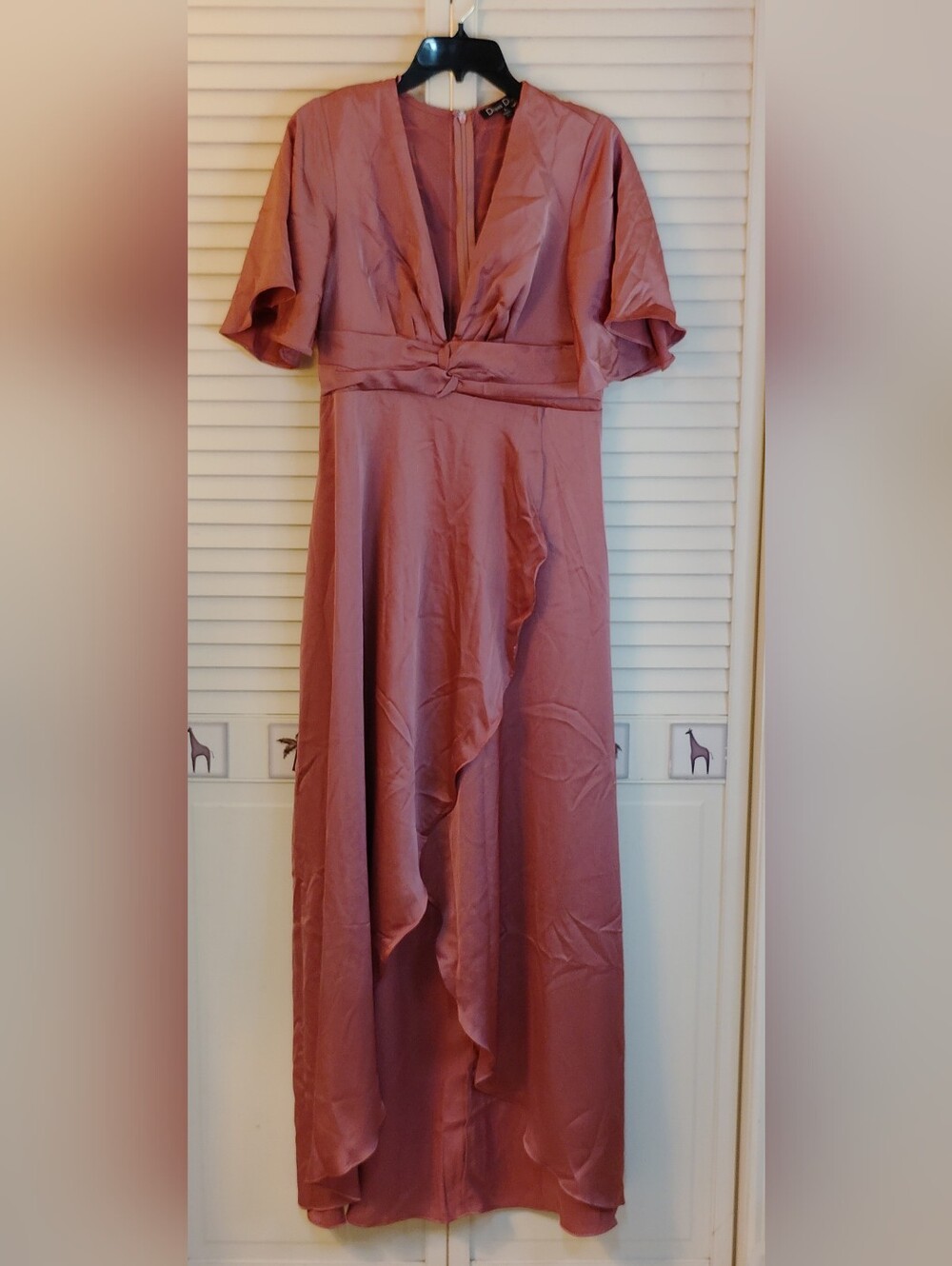 Dress Day Women's Knot-Waist Mauve Maxi Dress with Ruffle Front